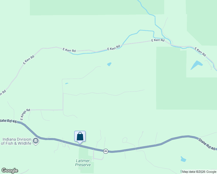 map of restaurants, bars, coffee shops, grocery stores, and more near 5455 East James Road in Bloomington