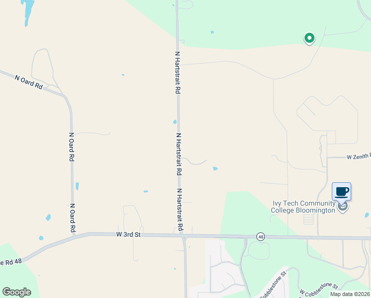 map of restaurants, bars, coffee shops, grocery stores, and more near 510 North Hartstrait Road in Bloomington