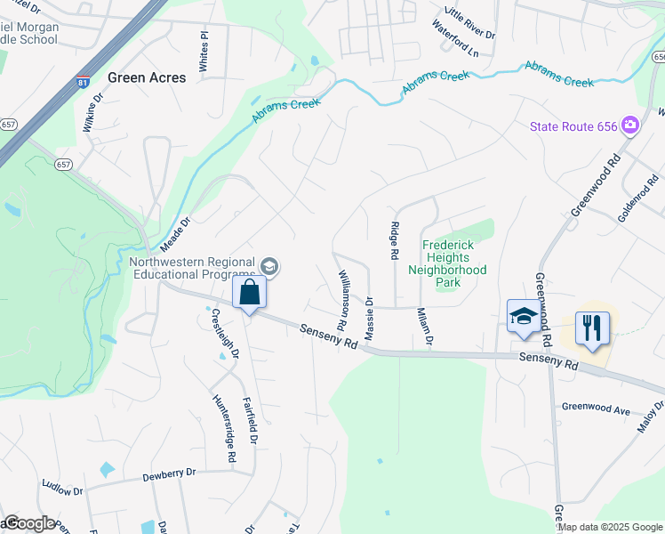 map of restaurants, bars, coffee shops, grocery stores, and more near 117 Williamson Road in Winchester