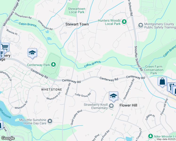 map of restaurants, bars, coffee shops, grocery stores, and more near 9059 Centerway Road in Gaithersburg
