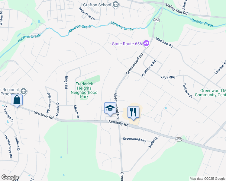 map of restaurants, bars, coffee shops, grocery stores, and more near 762 Greenwood Road in Winchester