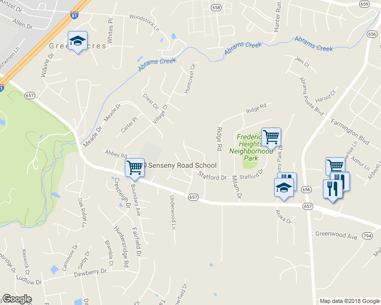 map of restaurants, bars, coffee shops, grocery stores, and more near 116 Williamson Road in Winchester