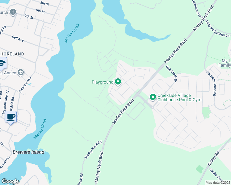 map of restaurants, bars, coffee shops, grocery stores, and more near 614 Chalcedony Lane in Glen Burnie