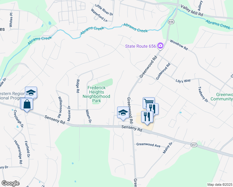 map of restaurants, bars, coffee shops, grocery stores, and more near 142 Country Park Drive in Winchester