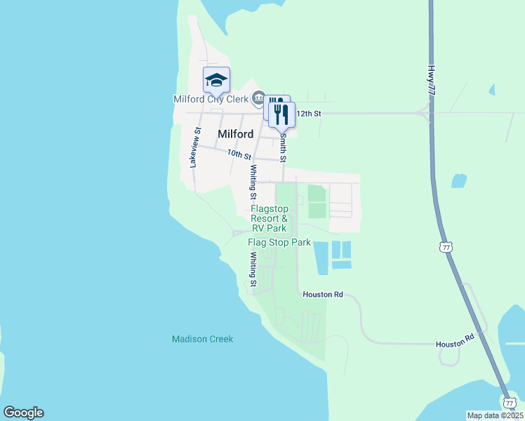 map of restaurants, bars, coffee shops, grocery stores, and more near 101-199 8th St in Milford