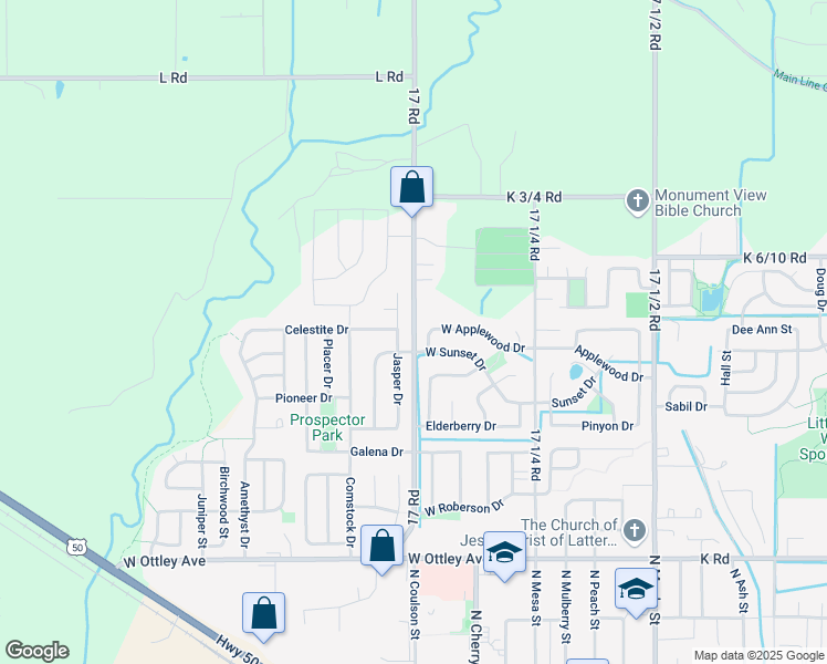map of restaurants, bars, coffee shops, grocery stores, and more near 17 Road in Fruita