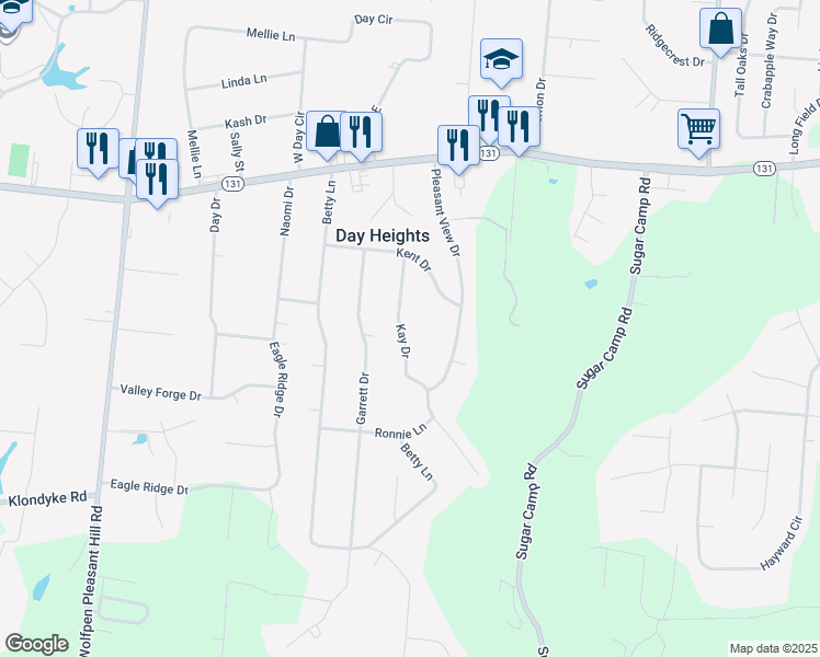 map of restaurants, bars, coffee shops, grocery stores, and more near 5588 Kay Drive in Milford