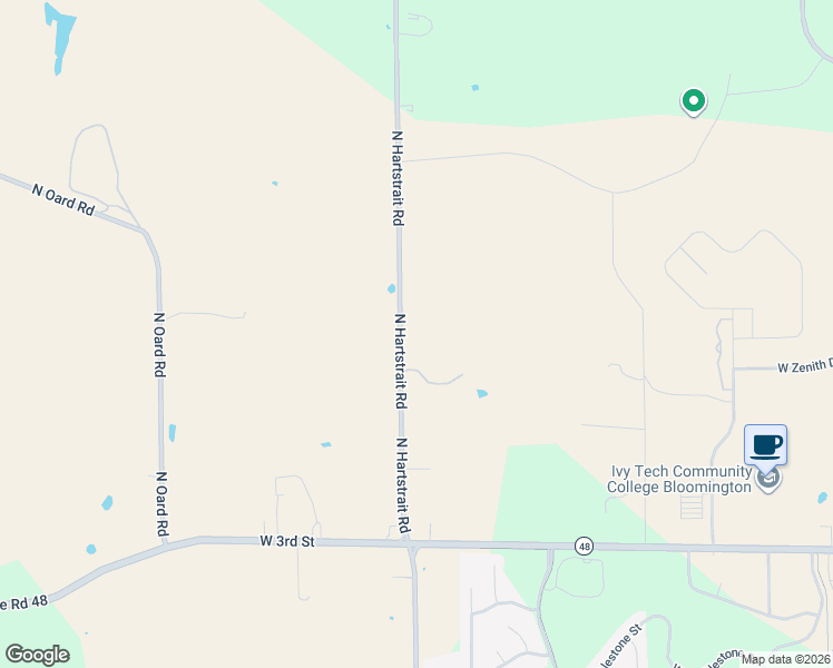 map of restaurants, bars, coffee shops, grocery stores, and more near 510 North Hartstrait Road in Bloomington