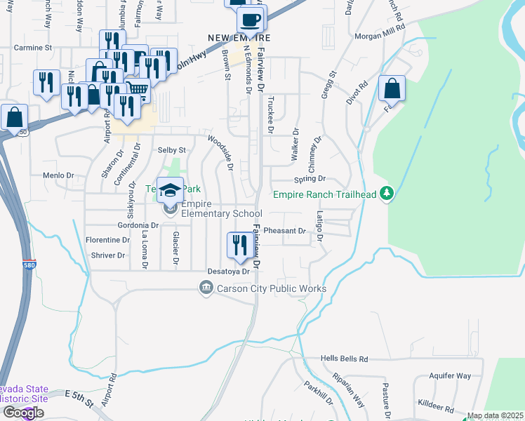 map of restaurants, bars, coffee shops, grocery stores, and more near 2 Condor Circle in Carson City