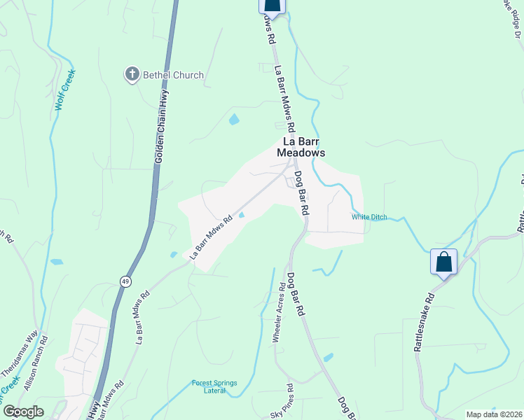 map of restaurants, bars, coffee shops, grocery stores, and more near 13297 La Barr Meadows Rd in Grass Valley