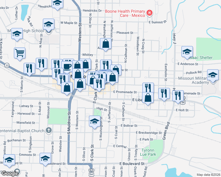 map of restaurants, bars, coffee shops, grocery stores, and more near 222 S Jefferson St in Vandalia
