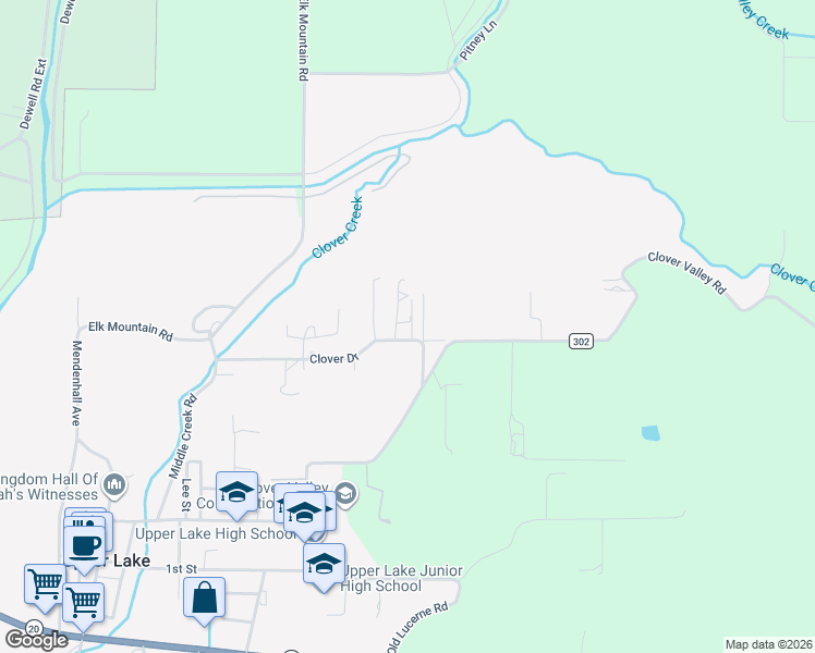 map of restaurants, bars, coffee shops, grocery stores, and more near 10030 Hagemann Lane in Upper Lake