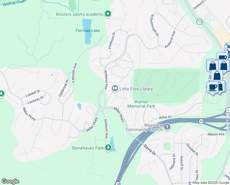 map of restaurants, bars, coffee shops, grocery stores, and more near 3703 Persimmon Circle in Manhattan