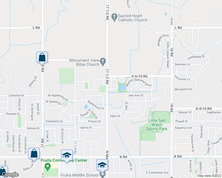 map of restaurants, bars, coffee shops, grocery stores, and more near Corn Maiden Drive in Fruita
