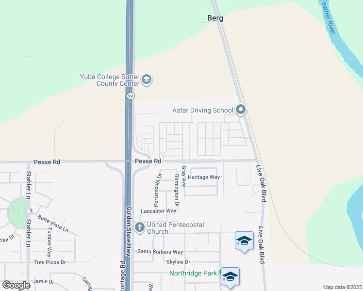 map of restaurants, bars, coffee shops, grocery stores, and more near 1155 Pease Road in Yuba City