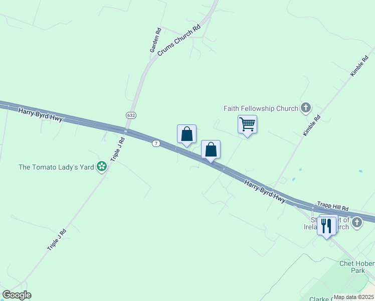 map of restaurants, bars, coffee shops, grocery stores, and more near 10574 Harry Byrd Highway in Berryville