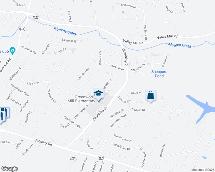 map of restaurants, bars, coffee shops, grocery stores, and more near 106 Renee Lane in Winchester