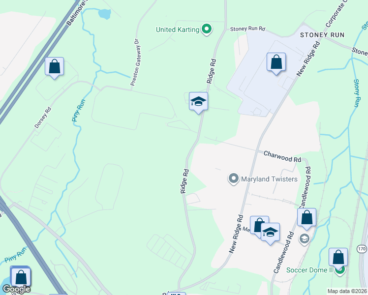 map of restaurants, bars, coffee shops, grocery stores, and more near 7320 Ridge Road in Hanover