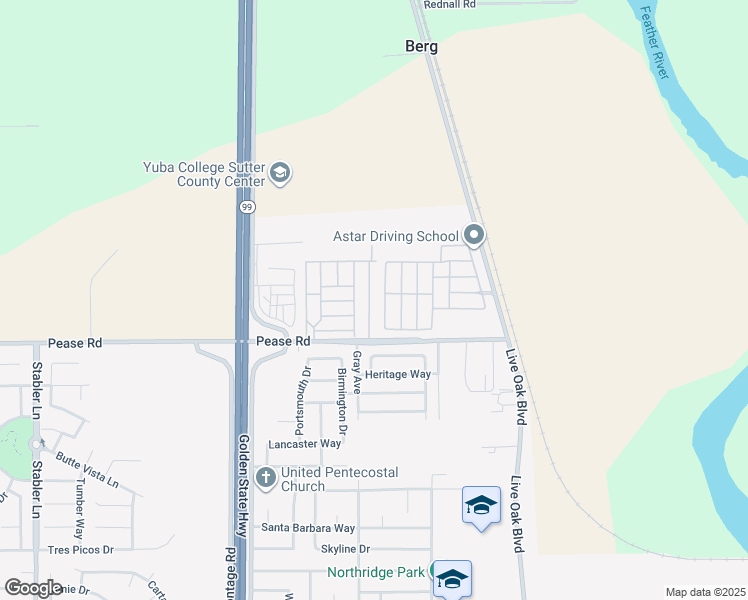 map of restaurants, bars, coffee shops, grocery stores, and more near 1155 Pease Road in Yuba City
