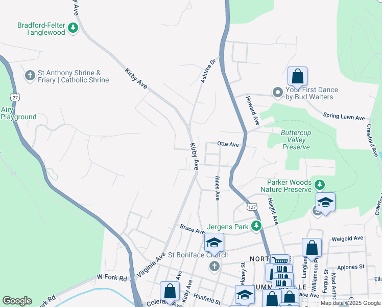 map of restaurants, bars, coffee shops, grocery stores, and more near 4547 Kirby Avenue in Cincinnati