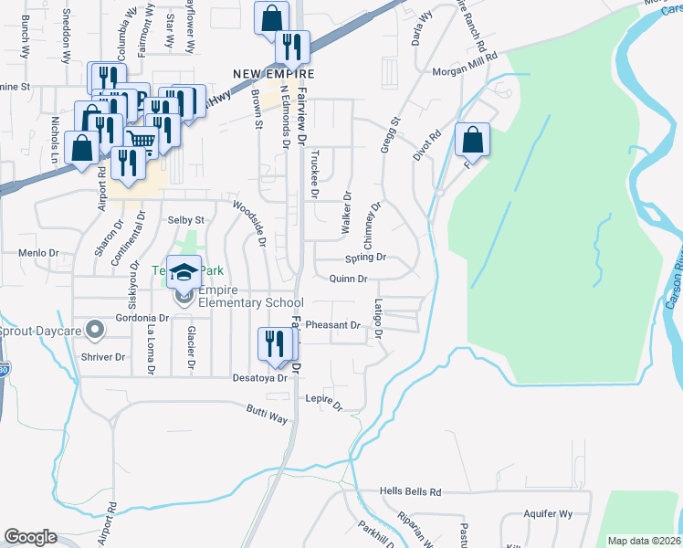 map of restaurants, bars, coffee shops, grocery stores, and more near 4056 Quinn Drive in Carson City