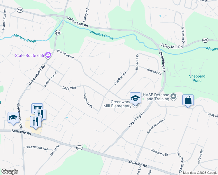 map of restaurants, bars, coffee shops, grocery stores, and more near 101 Charlton Road in Winchester