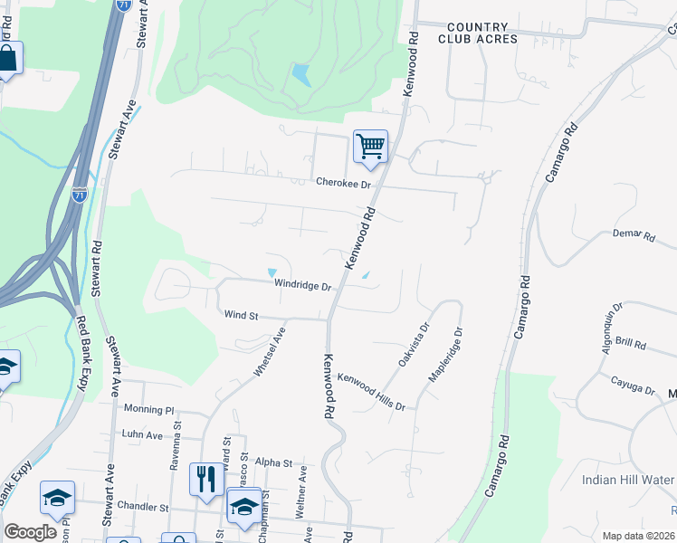 map of restaurants, bars, coffee shops, grocery stores, and more near 5837 Kenwood Road in Cincinnati