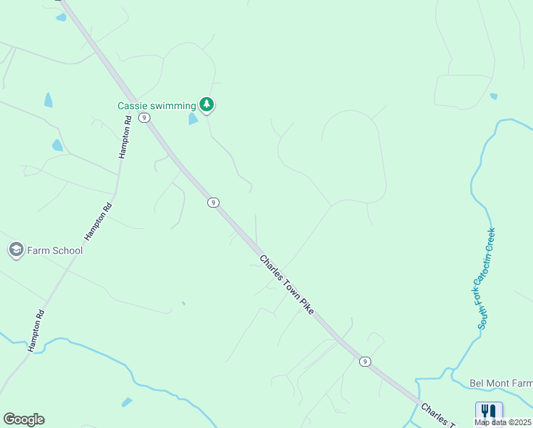 map of restaurants, bars, coffee shops, grocery stores, and more near 39260 Charles Town Pike in Hamilton