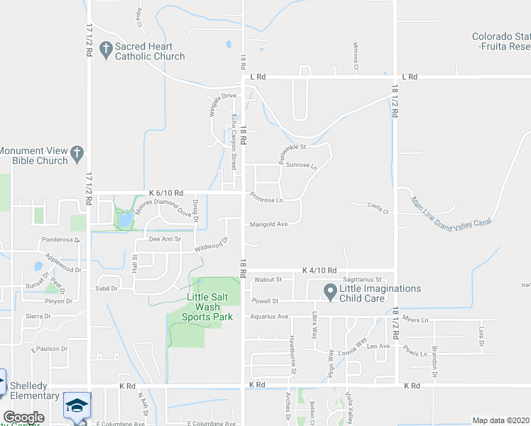 map of restaurants, bars, coffee shops, grocery stores, and more near 855 Marigold Court in Fruita