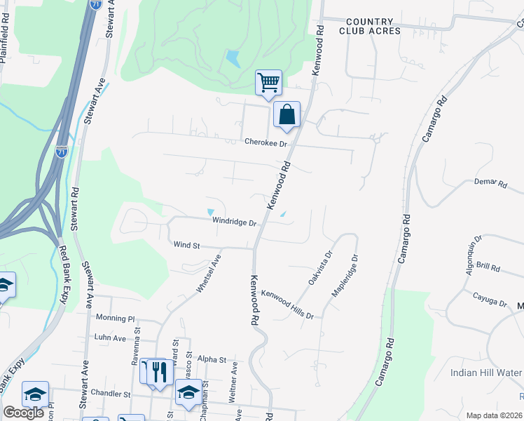 map of restaurants, bars, coffee shops, grocery stores, and more near 5837 Kenwood Road in Cincinnati