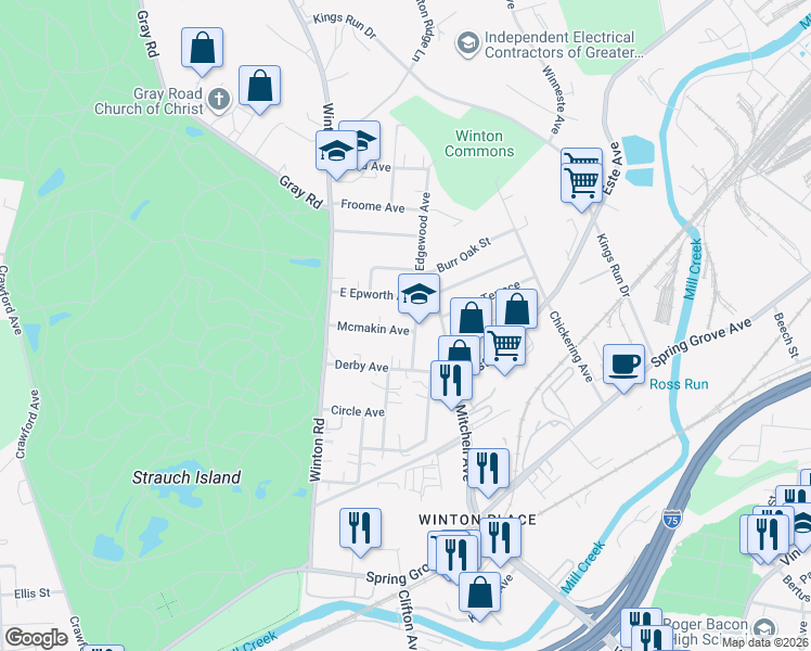 map of restaurants, bars, coffee shops, grocery stores, and more near 4602 North Edgewood Avenue in Cincinnati