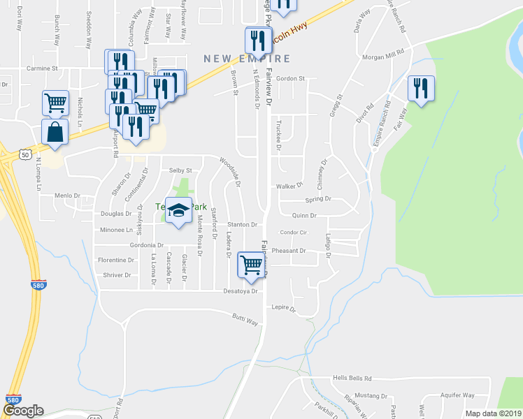 map of restaurants, bars, coffee shops, grocery stores, and more near 1314 North Edmonds Drive in Carson City