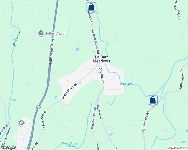 map of restaurants, bars, coffee shops, grocery stores, and more near 13247 La Barr Meadows Road in Grass Valley