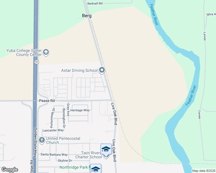 map of restaurants, bars, coffee shops, grocery stores, and more near 3037 Live Oak Blvd in Yuba City