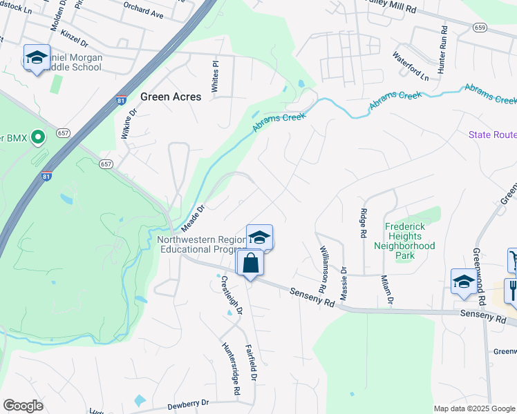 map of restaurants, bars, coffee shops, grocery stores, and more near 197 Village Court in Winchester