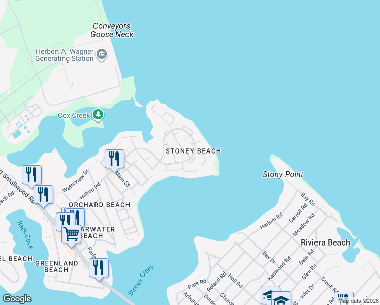 map of restaurants, bars, coffee shops, grocery stores, and more near 1465 Stoney Point Way in Riviera Beach