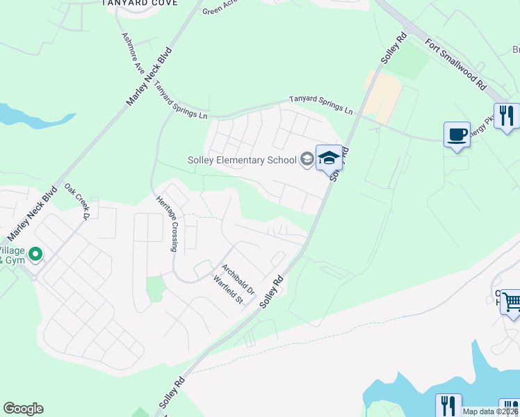 map of restaurants, bars, coffee shops, grocery stores, and more near 668 Chestnut Springs Lane in Glen Burnie