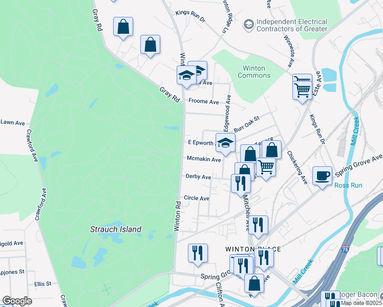 map of restaurants, bars, coffee shops, grocery stores, and more near 758 Mcmakin Avenue in Cincinnati