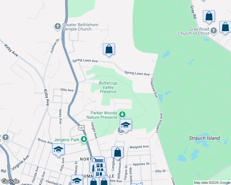 map of restaurants, bars, coffee shops, grocery stores, and more near 4550 Langland Street in Cincinnati