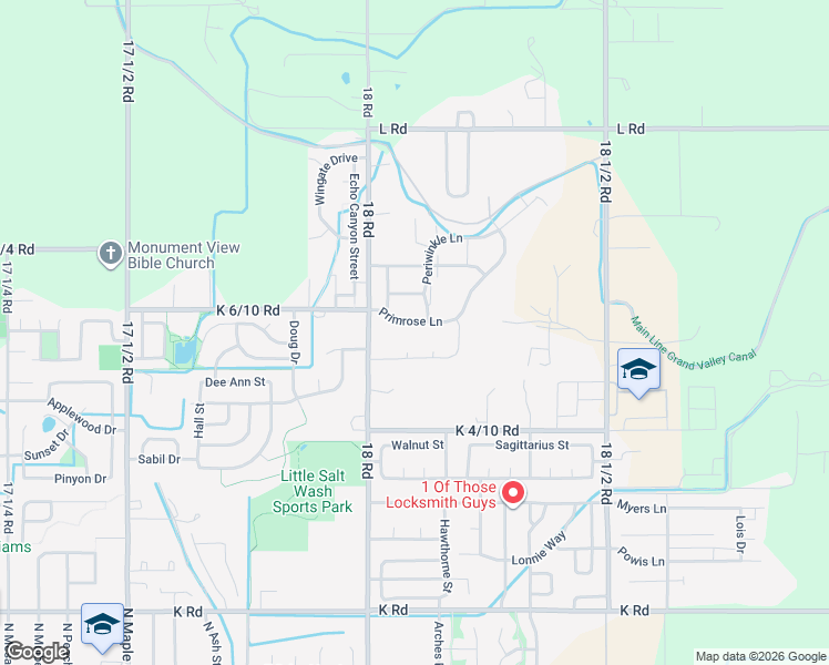 map of restaurants, bars, coffee shops, grocery stores, and more near 855 Marigold Court in Fruita