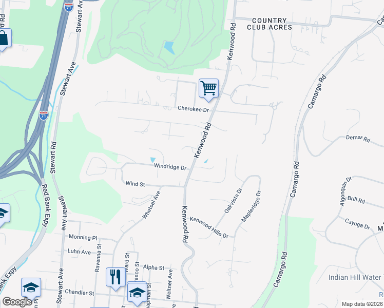 map of restaurants, bars, coffee shops, grocery stores, and more near 5837 Kenwood Road in Cincinnati