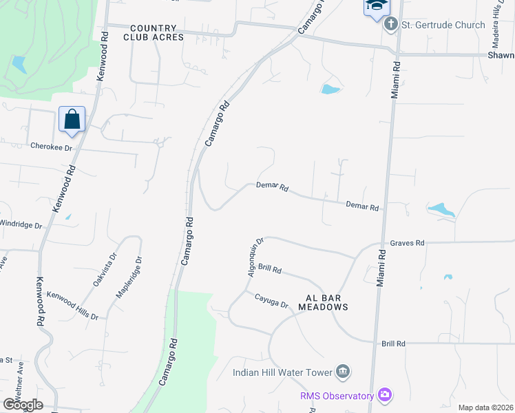 map of restaurants, bars, coffee shops, grocery stores, and more near 7305 Demar Road in Cincinnati