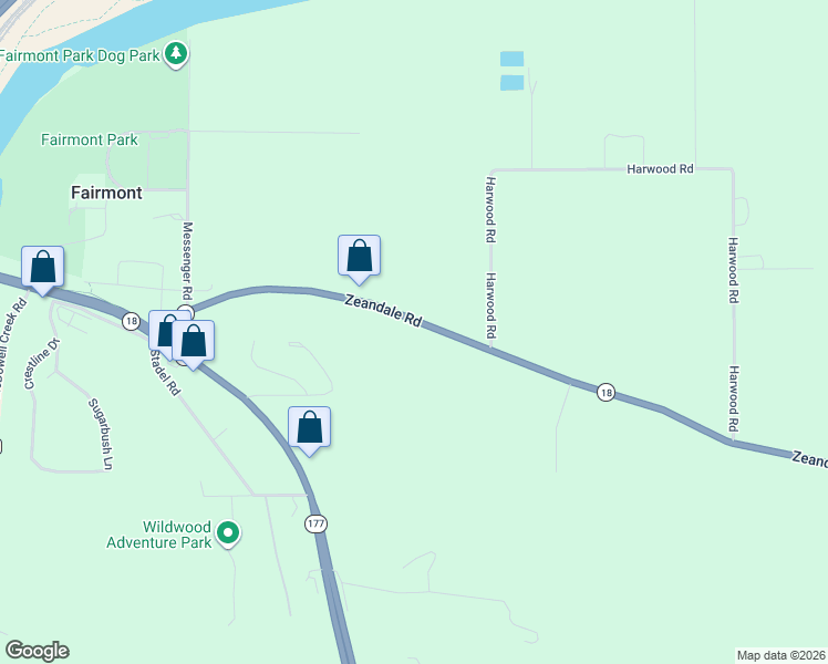 map of restaurants, bars, coffee shops, grocery stores, and more near 561-581 Zeandale Road in Manhattan
