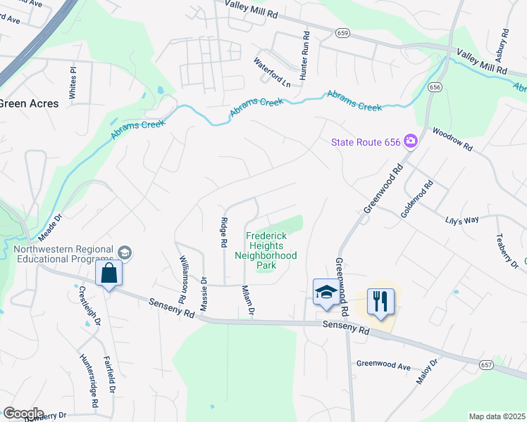 map of restaurants, bars, coffee shops, grocery stores, and more near 100 Potomac Place in Winchester