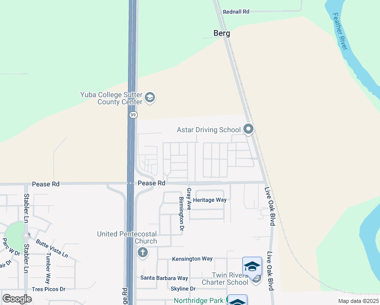 map of restaurants, bars, coffee shops, grocery stores, and more near 1155 Pease Road in Yuba City