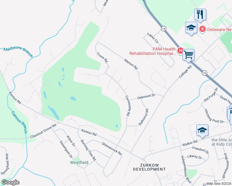 map of restaurants, bars, coffee shops, grocery stores, and more near 36 Gleneagles Court in Dover