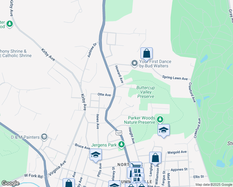 map of restaurants, bars, coffee shops, grocery stores, and more near 4582 Hamilton Avenue in Cincinnati