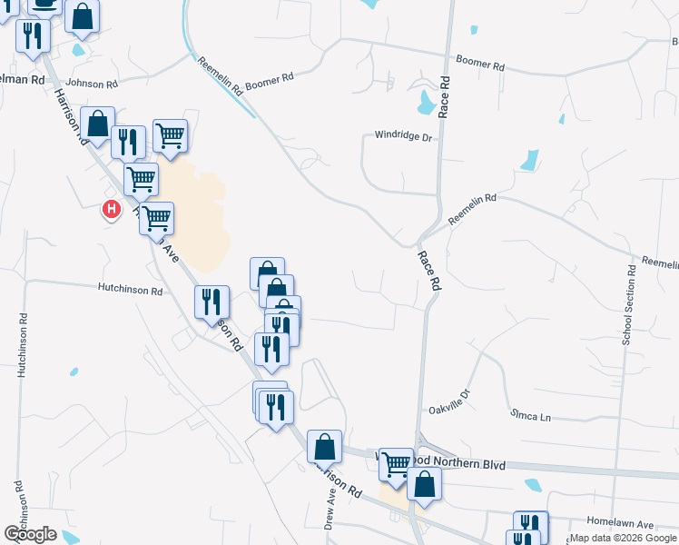 map of restaurants, bars, coffee shops, grocery stores, and more near 5581 Windmere Drive in Cincinnati