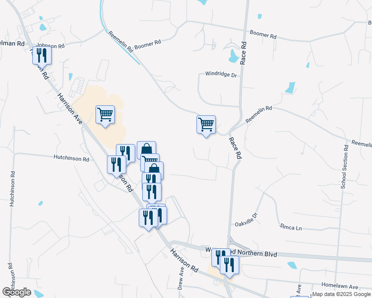 map of restaurants, bars, coffee shops, grocery stores, and more near 5581 Windmere Drive in Cincinnati