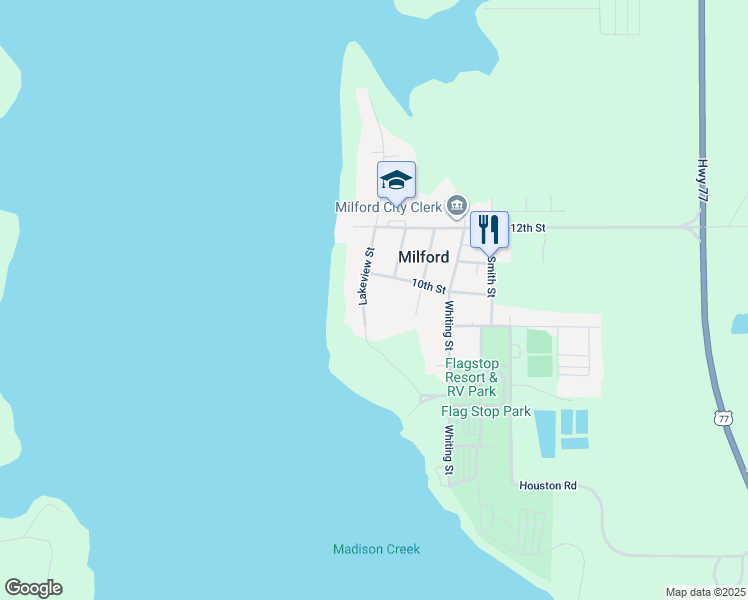 map of restaurants, bars, coffee shops, grocery stores, and more near 308 10th Street in Milford
